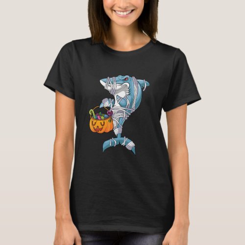 Shark Mummies Funny Shark Halloween T_Shirt