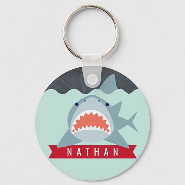 Shark Navy Blue Under the Water Keychain (Front)