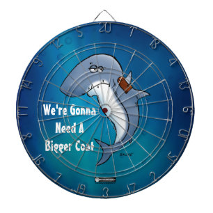 Shark Needs A Bigger Coat Funny Cartoon Dartboard