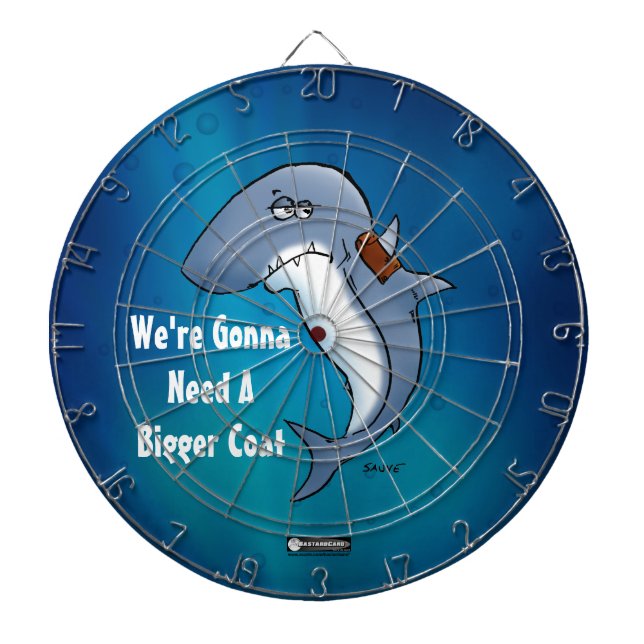 Shark Needs A Bigger Coat Funny Cartoon Dartboard (Front)