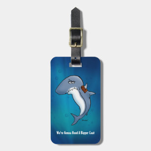 Shark Needs A Bigger Coat Funny Cartoon Luggage Tag