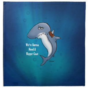 Shark Needs A Bigger Coat Funny Cartoon Napkin