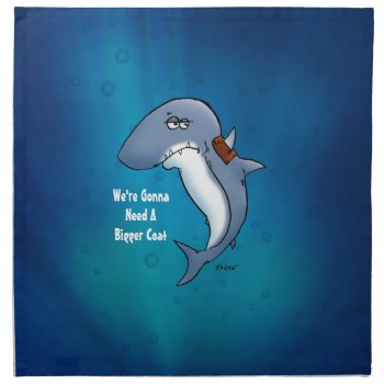 Shark Needs A Bigger Coat Funny Cartoon Napkin by BastardCard at Zazzle