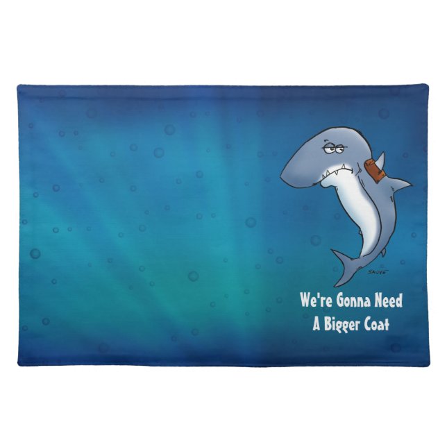 Shark Needs A Bigger Coat Funny Cartoon Placemat (Front)