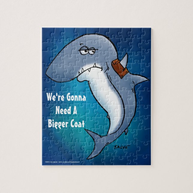 Shark Needs A Bigger Coat Funny Cartoon Puzzle (Vertical)