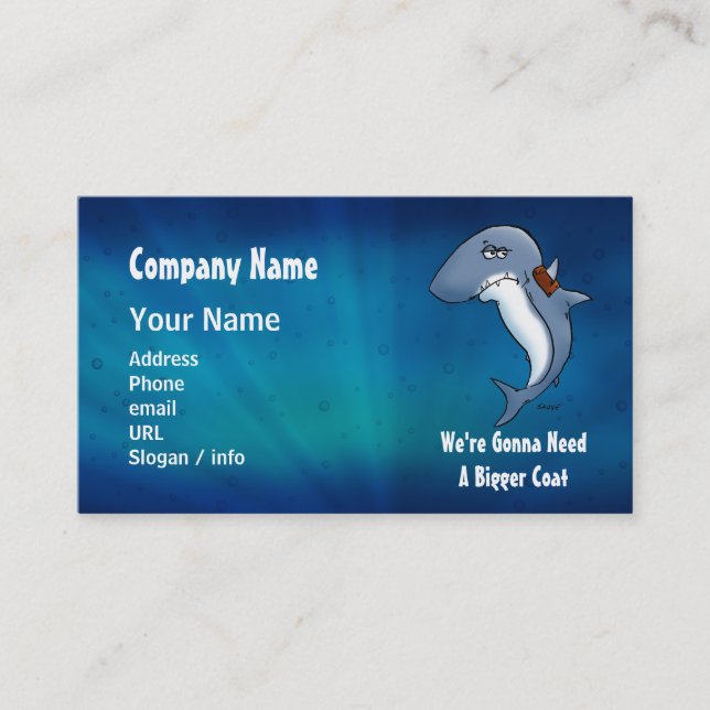 Shark Needs Bigger Coat Cartoon Business Car Card (Front)