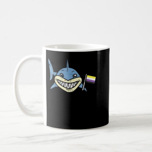 Shark Nonbinary Flag Funny Enby NB Pride LGBTQ Men Coffee Mug