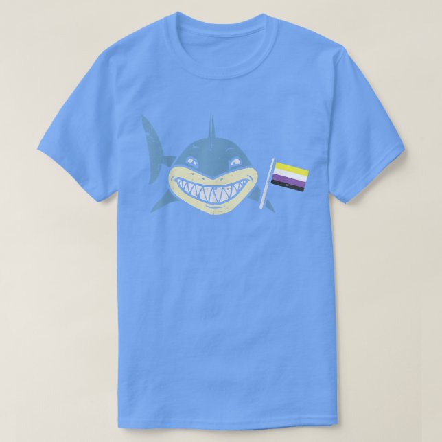 Shark Nonbinary Flag Funny Enby NB Pride LGBTQ Men T-Shirt (Design Front)