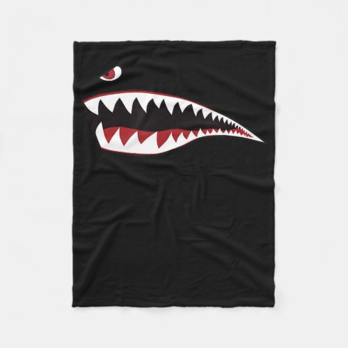 Shark Nose Art  Green _ Wwii Military Plane Fleece Blanket