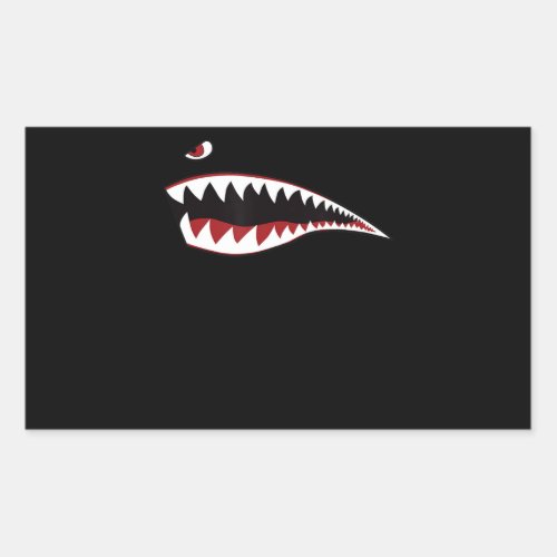 Shark Nose Art  Green _ Wwii Military Plane Rectangular Sticker