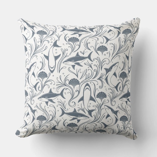 Shark Nouveau  Throw Pillow (Front)