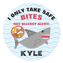 Shark Nut Allergy Alert Customized Cute Kids Classic Round Sticker