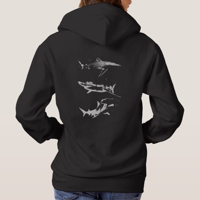 Shark Ocean Animal Back Design Grunge Aesthetic Hoodie (Back)