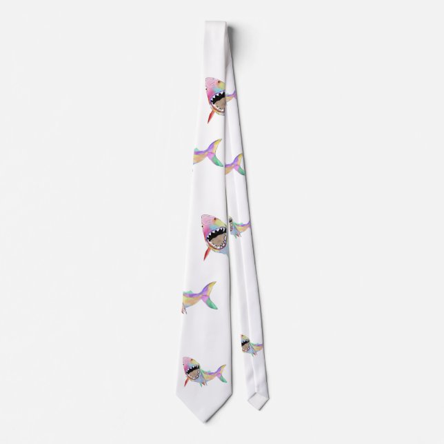 Shark ocean art  neck tie (Front)