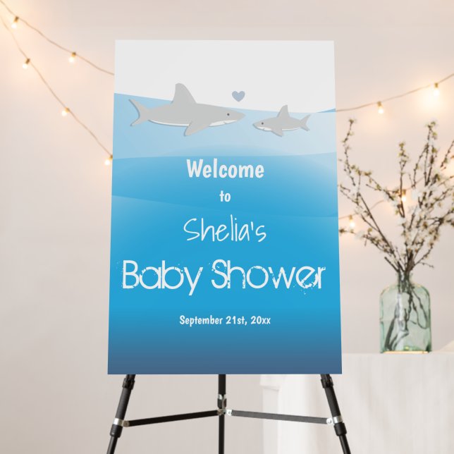 Shark Ocean Baby Shower Welcome Foam Board (In Situ (Stand))