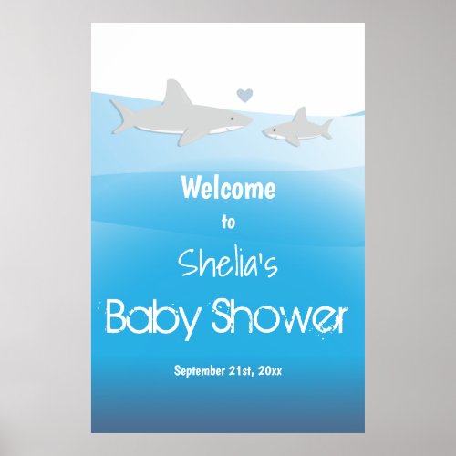 Shark Ocean Baby Shower Welcome Poster