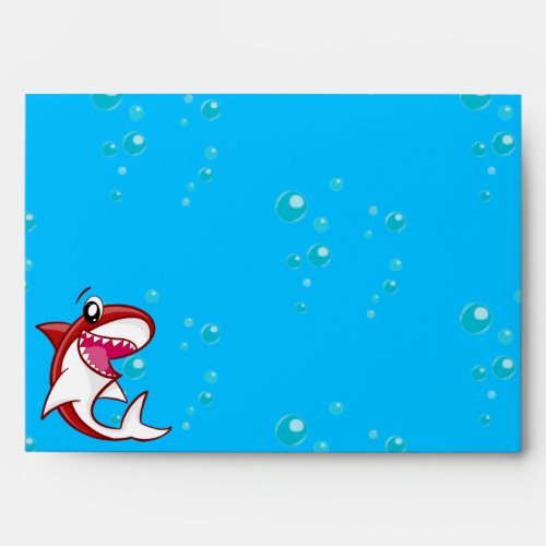 Shark Ocean Kids Red Any Age Birthday Envelope