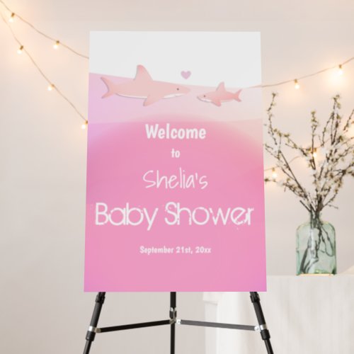 Shark Ocean Pink Baby Shower Welcome Foam Board