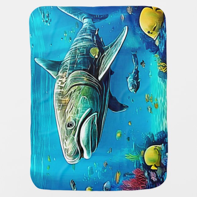 Shark Ocean Predator Art Baby Blanket (Front)