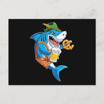 Shark Oktoberfest Lederhosen Costume Men Jawsome Invitation Postcard by Shark_Lover at Zazzle