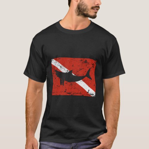 Shark On A Dive Flag Scuba T_Shirt