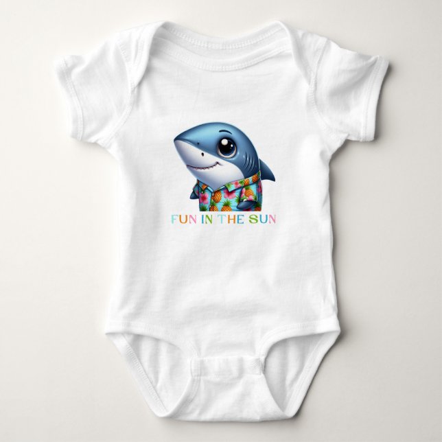 Shark on Vacation Baby Bodysuit (Front)