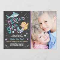 Shark or Mermaid birthday invitation Joint Bday