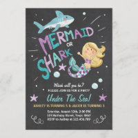 Shark or Mermaid birthday invitation Joint Bday