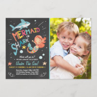 Shark or Mermaid birthday Invitation Joint Bday