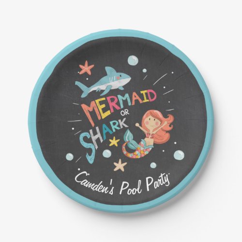 Shark or Mermaid Birthday Paper Plate Pool party