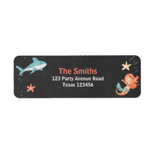 Shark or Mermaid Return Address Labels Pool Party