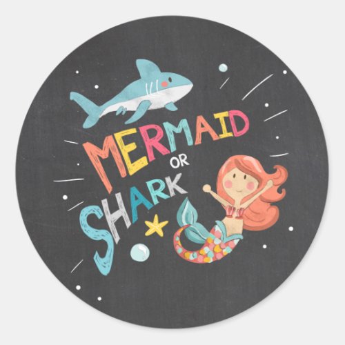 Shark or Mermaid Sticker Favor Tags Pool Party