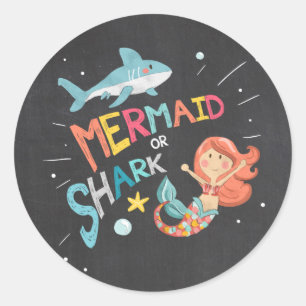 Shark or Mermaid Sticker Favor Tags Pool Party
