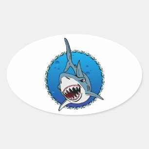 SHARK! OVAL STICKER