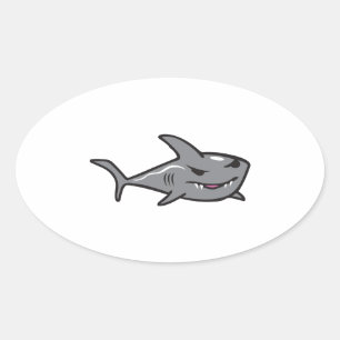 SHARK OVAL STICKER