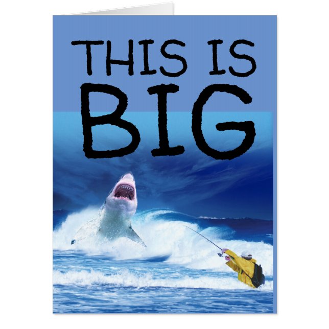 SHARK OVERSIZED BIRTHDAY SEA FISHING FUNNY CARD (Front)