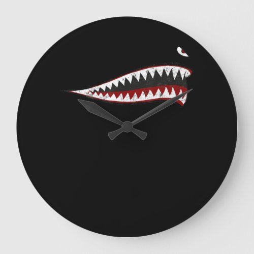 Shark P_40 Warhawk Nose Art Wwii Ww2 Airplane Large Clock