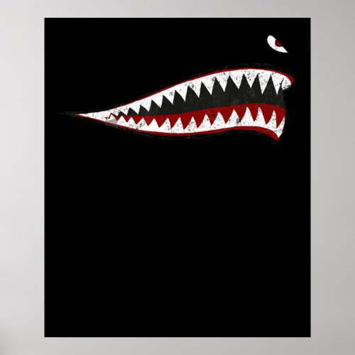 Shark P_40 Warhawk Nose Art Wwii Ww2 Airplane Poster
