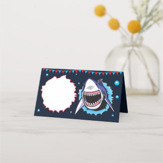 Shark party food labels Shark Place cards