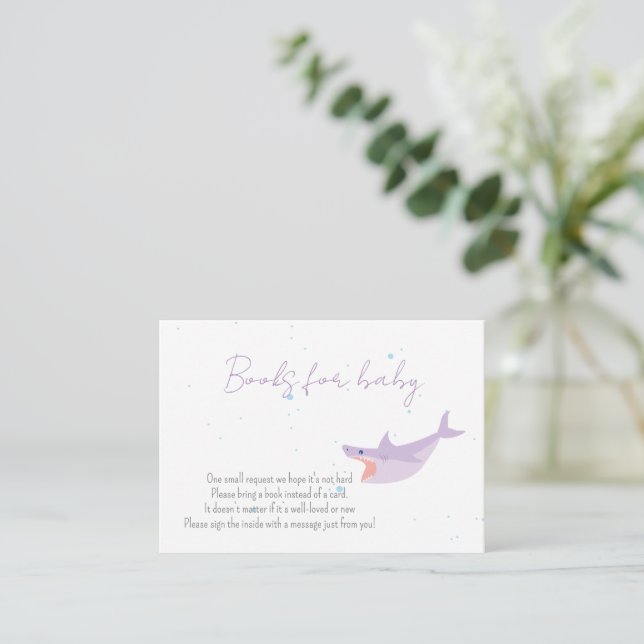 Shark Party Summer  Baby Shower Books For Baby  Enclosure Card (Standing Front)