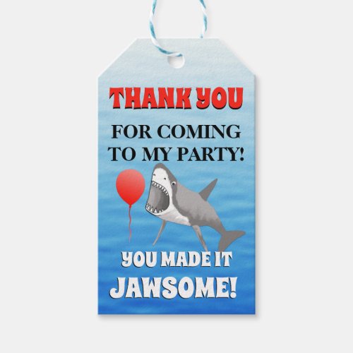 Shark Party Thank You Jawsome Gift Tags