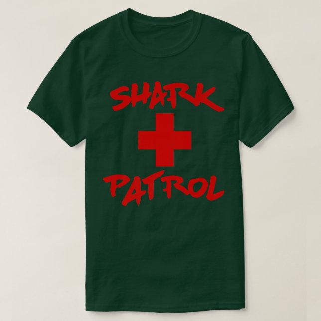 Shark Patrol Red Font T-Shirt (Design Front)