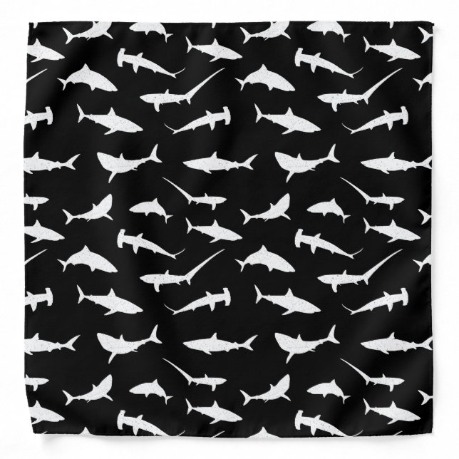 Shark Pattern Black and White Bandana (Front)
