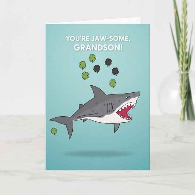 Shark Pattern Grandson Card (Front)