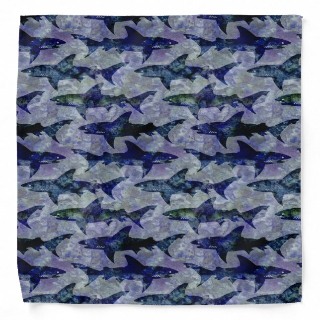 Shark Pattern in Purple and Blue Bandana (Front)