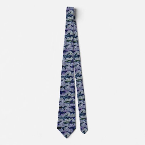 Shark Pattern in Purple and Blue Neck Tie