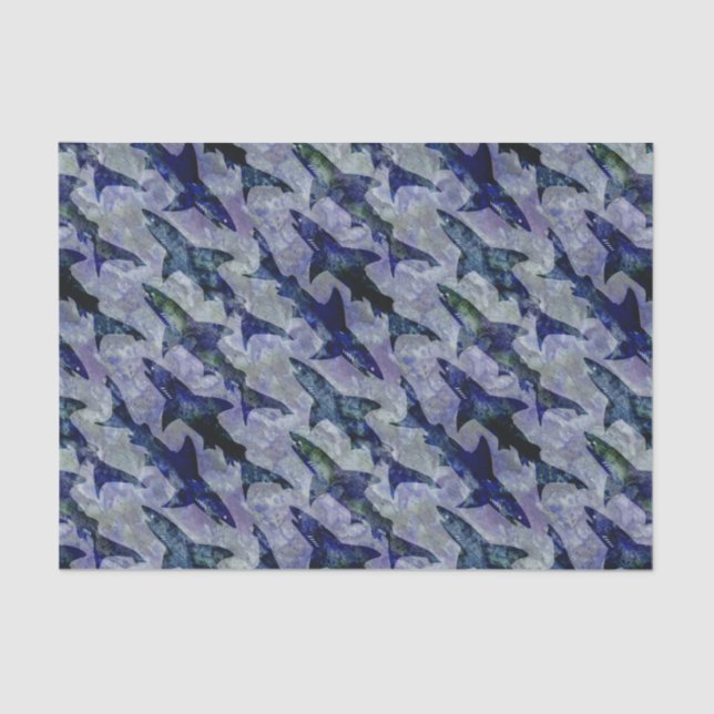 Shark Pattern in Purple and Blue Tissue Paper (Front)