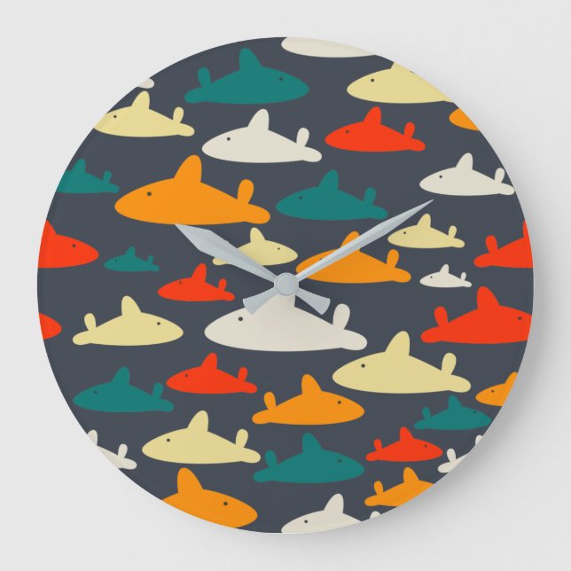 Shark Pattern Large Clock (Front)