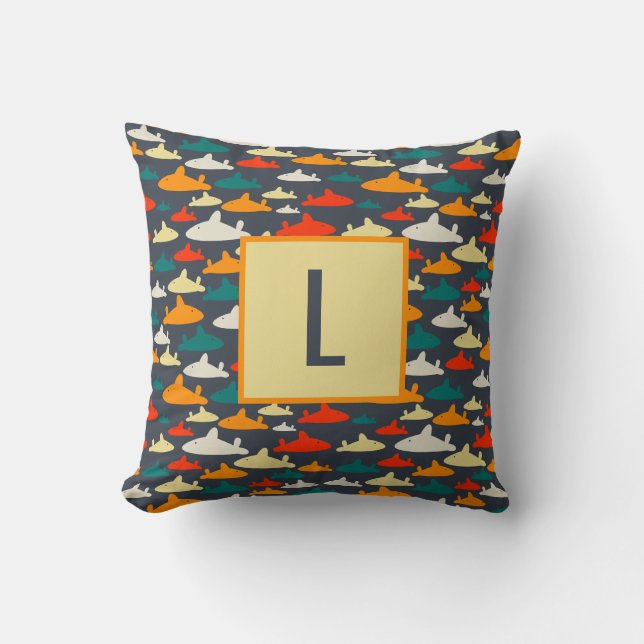 Shark Pattern Throw Pillow (Front)
