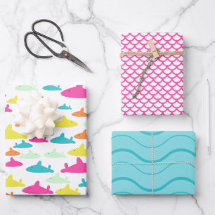 Shark Pattern Wrapping Paper Sheets